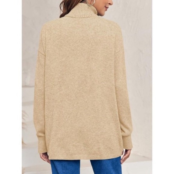 Womens Turtleneck Sweaters Trendy Cross Knit Casual Long Sleeve Pullover Tops - Picture 7 of 8